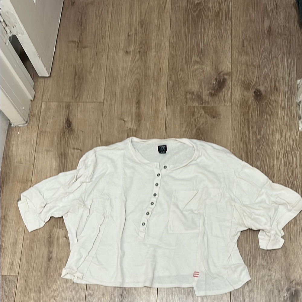 BDG White Button-Up Cropped Shirt